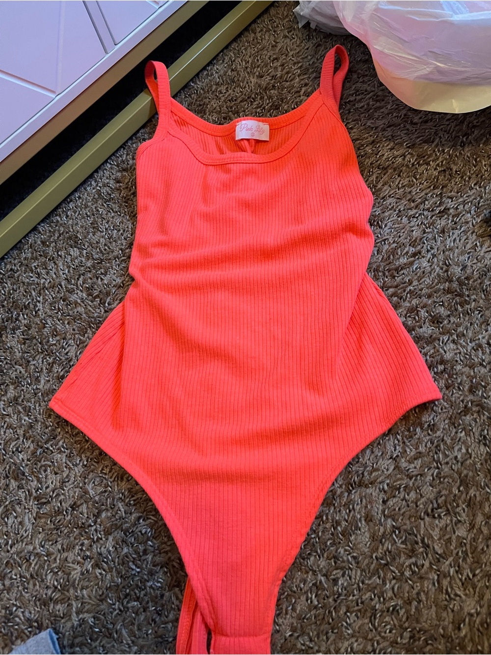 Pink Lily Coral Ribbed Kids One-Piece Bodysuit